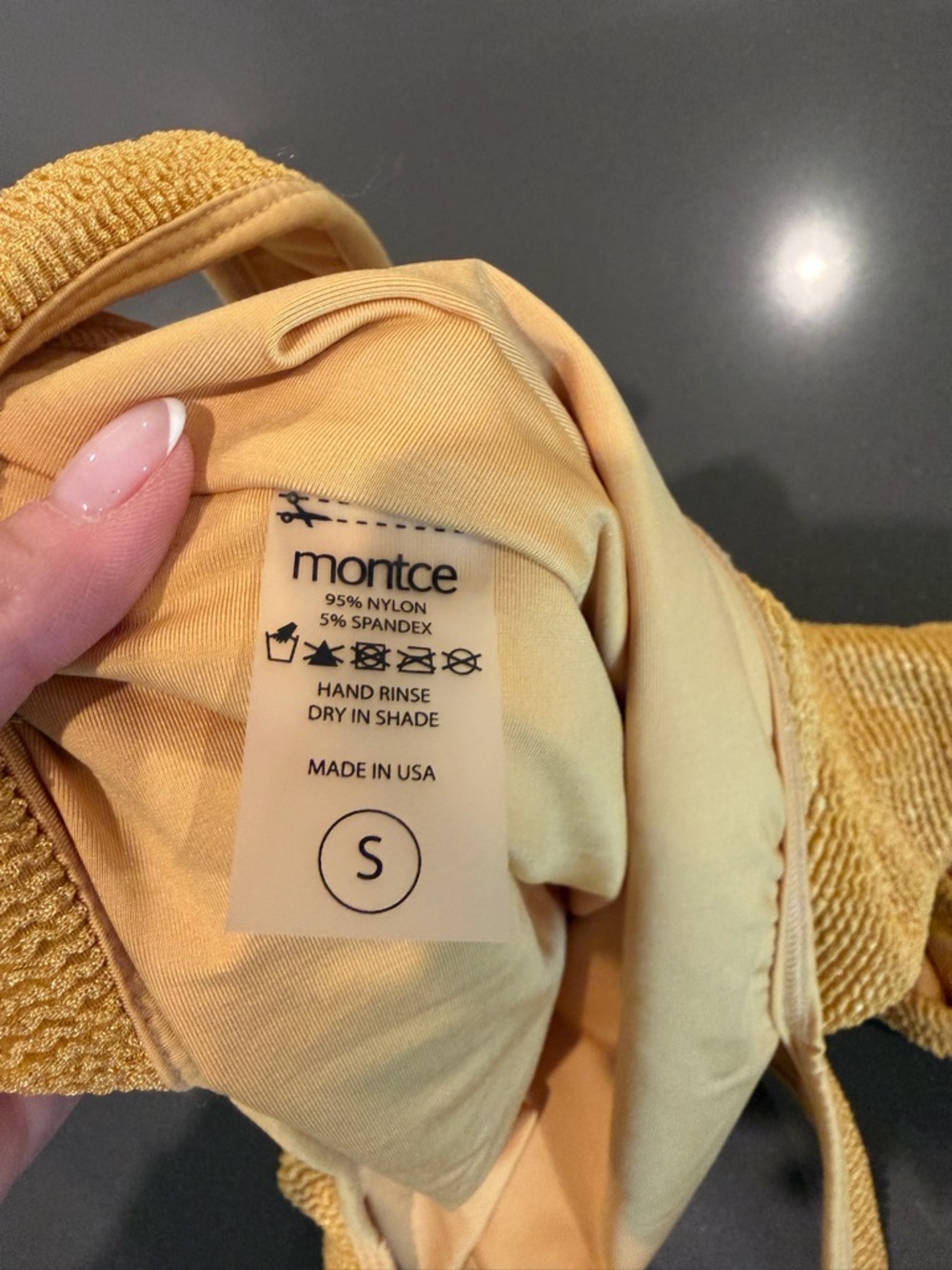 Montce Allie One Piece Swimsuit in a Yellow Gold Sz Small EUC Quiet Luxury Beach - Picture 11 of 14